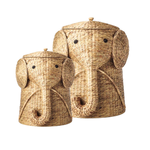 Corbeille de rangement en forme d'éléphant en bambou, rotin naturel, jonc de mer, idéal pour toute solution de rangement. - Product Image 1