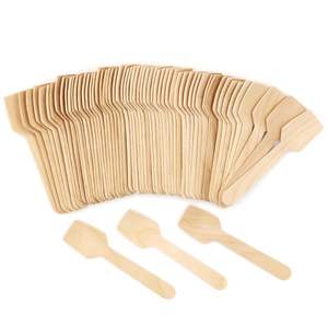 Mini cuillères en bois Pack de 100 jetables extrémité carrée dégustation échantillonnage yaourt crème glacée - Product Image 3