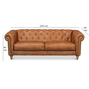 Ensemble de canapé Chesterfield 3 places européen vintage de luxe personnalisable en cuir véritable chamois de haute qualité pour le salon et la maison - Product Image 6