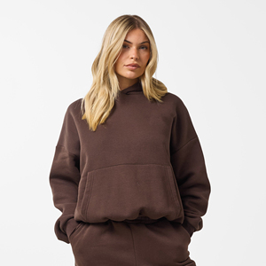 Personnalisé décontracté surdimensionné quart col montant polaire éponge coton sweat à capuche pull à capuche pour les femmes - Product Image 1