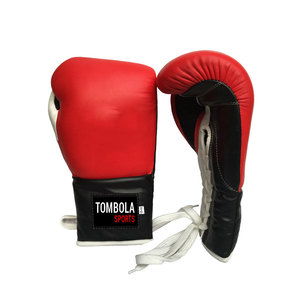 Gants de boxe Pro Meilleure vente de cuir de combat mélangé avec lacets couleur personnalisée 8oz 10oz 12oz 14oz 16oz vente en gros OEM personnalisé - Product Image 4