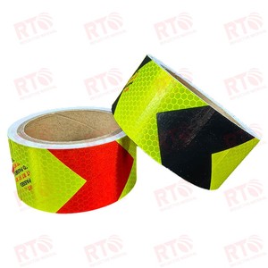 Honeycomb PVC Material Reflexivo Adesivo Temporário Aviso de Segurança Refletir Adesivo 5cm x 25m Amarelo Fita Reflectiva para Caminhão - Product Image 4