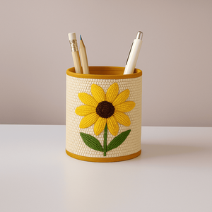 Decorative <b>Stationery</b> <b>Holder</b> for Office & Home Pen <b>Holder</b> with White Daisy Embroidery Daisy Symbolizes Purity Freshness <b>Holder</b> - Product Image 2