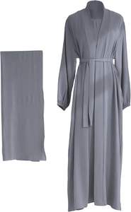 Vestido musulmán de mujer Conjunto de dos piezas Oración islámica Abaya Modesto Color sólido Trajes musulmanes - Product Image 4