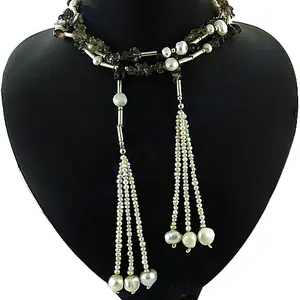 Collier en perles à pampilles pour femme avec pierre précieuse, idée cadeau de bijoux élégants - Product Image 2