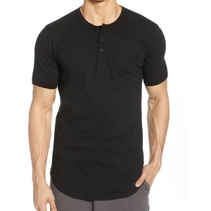 T-shirt décontracté pour homme en coton 100% noir uni, manches courtes, impression de logo sur le devant, sérigraphie, tricoté, 180g, OEM - Product Image 4
