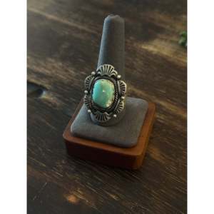 Navajo Handmade Yellow Gold Carico Lake Turquoise Sterling Silver Ring Size 10.75 Bezel Setting Inlay for Everyday Wear Weddings - Product Image 3