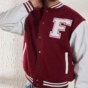 F Logo Casual Classic Maroon Varsity Jackets With Custom Colour & Logo Leather sleeves Letterman Warm Varsity Jacket For Unisex - Product Image 3