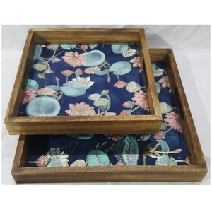 Plateau de service carré en bois émaillé floral de luxe personnalisé, pour la maison, l'hôtel, le restaurant, fête du Nouvel An, vente chaude de plats - Product Image 1