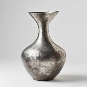 SilverWhisper Vase en nickel filé à la main avec subtile lueur en métal Vase de sol en relief Floral Design Home Decor Accent Statement - Product Image 5