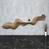 Meuble mural TV en bois massif, art moderne, salon, décoration murale 3D de luxe, hauteur réglable, combinaison modulaire