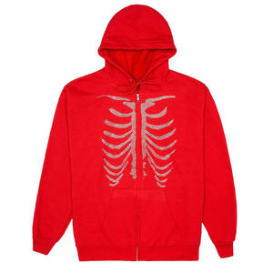 2024 Venta caliente al por mayor de diamantes de imitación de impresión sudaderas con cremallera de alta calidad lavado Digital Zip Up impreso Sudadera con capucha para hombres - Product Image 1