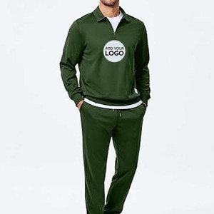 <b>Men's</b> Sweatsuits 2 Piece Set <b>Quarter</b> <b>Zip</b> Pullover with Wide Leg Sweatpants Matching Tracksuit - Product Image 3