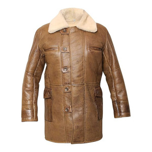 Veste bomber classique en cuir véritable, coupe-vent, écologique, hiver, unisexe, formelle, longue, respirante, en peau de mouton - Product Image 1