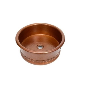Évier de cuisine de forme ronde de taille personnalisée en cuivre martelé de nouvelle conception pour fournisseur en gros - Product Image 4