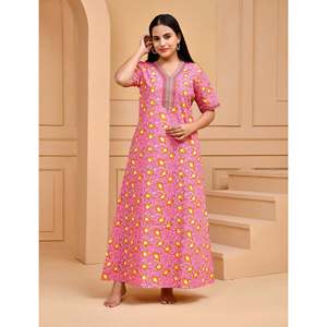 Camisón Rosa Cómodo 100% Algodón, Tela Popelina Suave, Cierre con Botones, Logotipo Personalizable, Talla XL, Suministro ODM, Animal - Product Image 4