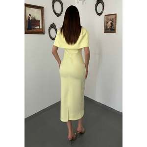 Robe cape jaune à boucle unique pour femme Elisa Fashion - Product Image 5
