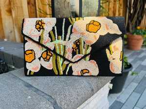 Bolso de mano con cuentas hecho a mano floral, bolso de mano con cuentas de narcisos, bolso de fiesta de noche con cuerda, regalo para ella, bolso de Boda nupcial - Product Image 2