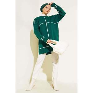 Stripe Detailed Basic <b>Knit</b> <b>Tunic</b> Emerald - Product Image 2