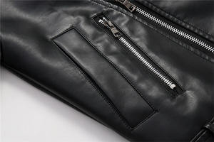 แจ็คเก็ตนักขี่จักรยานผู้หญิงหนังแกะแท้ไซส์ใหญ่พิเศษสำหรับฤดูใบไม้ผลิและฤดูหนาว - Product Image 4