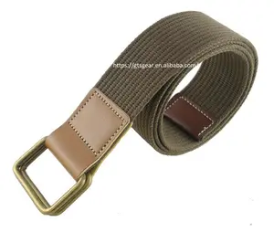 BL89 New European and American tactical canvas belt bronze double ring buckle outdoor simple trend all-match retro jeans belt