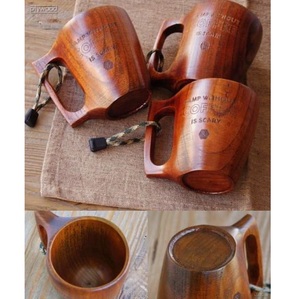 Taza de café de madera con diseño de reloj de arena rústico de lujo, juego de platillo de taza de té con logotipo personalizado ecológico de madera Natural - Product Image 6