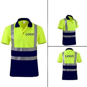 Camiseta Polo de trabajo de alta visibilidad que absorbe la humedad térmica fluorescente impermeable con reflectante brillante para ropa de trabajo en equipo - Product Image 4