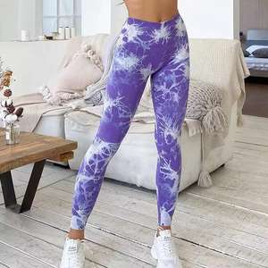 Women's High Waist Tie Dye Leggings Seamless Butt Scrunch Soft <b>Tights</b> Push-up Yoga Pants with Solid Pattern - Product Image 5