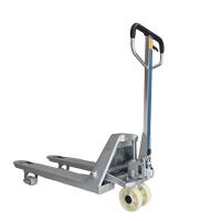 Palette en acier inoxydable galvanisé avec roues en caoutchouc, capacité de charge 25 tonnes, certifiée CE, fourche 550x1100mm, hauteur de levage 200mm, pompe de levage par injection