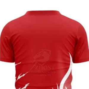 ZHOST Boys' Red <b>Flame</b> Heat-Transfer Printed Quick Dry 100% Cotton V-Neck Sports T-<b>Shirt</b> for Adults 220g - Product Image 4