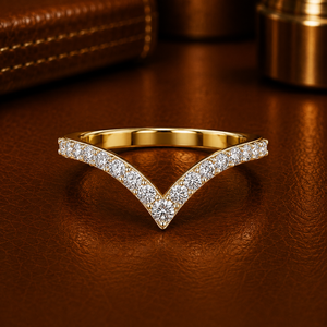 Round Brilliant Cut Lab Grown Diamond <b>Rings</b> DEF VVS 14K 18K Yellow Gold V Shaped Contour Bridal Wedding Band <b>Rings</b> OEM Wholesale - Product Image 1