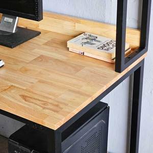 Rubber Wood & Iron Frame <b>Computer</b> <b>Desk</b> with Integrated Bookshelf (120x60x150cm) - Product Image 5