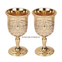 Rose Fleurs Design Gravé Look Attrayant Qualité Supérieure En Aluminium Coulé Verre À Vin Rouge Gobelet Barware Fourniture De L'Inde