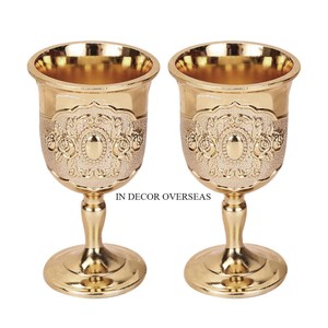 Rose Fleurs Design Gravé Look Attrayant Qualité Supérieure En Aluminium Coulé Verre À Vin Rouge Gobelet Barware Fourniture De L'Inde - Product Image 6