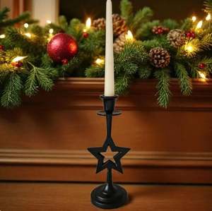 Elegante Candelabro Alto de Hierro Negro Mate para Mesa de Comedor, Sala de Estar, Decoración del Hogar, Hecho a Mano, Ecológico, Artesanal - Product Image 1