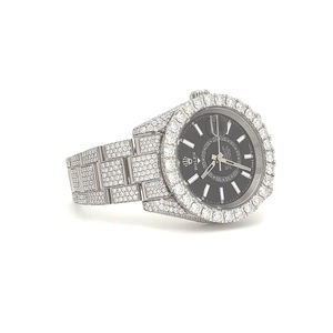 Unisex Luxury Customized <b>Wrist</b> Watch Full Iced Out Black Dial Moissanite Diamond Bust Stainless Steel <b>Band</b> New Hip Hop Style - Product Image 2