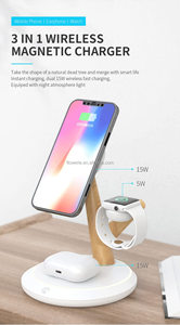 Cây Thiết Kế Sạc Không Dây Đứng Nhiều Thiết Bị <span class=keywords><strong>Dock</strong></span> Tái Chế Gỗ Nhanh Chóng 4 Trong 1 Qi Sạc Trạm Cho Iphone 15 <span class=keywords><strong>Apple</strong></span> Đồng Hồ - Product Image 4