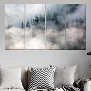 Impression sur toile Forêt brumeuse : Décoration artistique de paysage montagneux, toile enveloppée 4P - Product Image 1