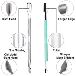 Pousse-cuticules professionnel minimaliste en acier inoxydable, manucure, soin des ongles naturels, haute qualité, léger, durable, double usage - Product Image 4