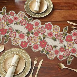 Christmas Decorative and Leaves Design Beaded <b>Runner</b> Placemat <b>Dining</b> <b>Table</b> Fancy Mat Handmade Decorative <b>Runners</b> for Wedding - Product Image 1