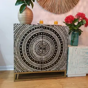 Meilleure vente, armoire d'incrustation de vadrouille à Design Floral élégant, meubles de buffet d'incrustation de vadrouille faits à la main pour salon ou chambre à coucher - Product Image 1