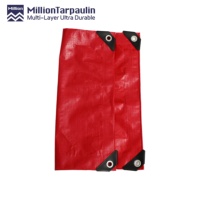 Rouleau de bâche tissée en PE double rouge Million, bâche HDPE robuste anti-déchirure, résistante au soleil, pour couverture de cargaison industrielle