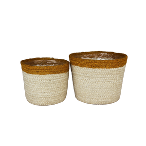 Vente en gros de panier de rangement fait main en rotin naturel de grande taille jardinière en paille tissée en jute pour pot de pépinière décor - Product Image 3