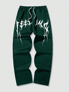 Vente en gros de pantalons de survêtement en éponge française délavés délavés en coton unisexe pantalon de survêtement évasé ample ample unisexe - Product Image 6