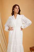 Robe longue élégante personnalisée OEM ODM 100 % coton lavable blanche pour femme, idéale pour les soirées d'été, coupe Empire numérique