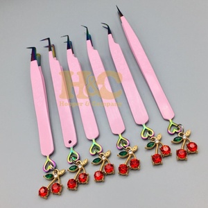 Cherry Tweezers Professional <b>Eyelash</b> Tweezers for <b>Eyelash</b> <b>Extension</b> Stainless Steel Precision Heart Style <b>mink</b> Tweezer - Product Image 4