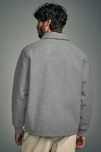 Fermeture éclair polaire veste plaine vêtements d'extérieur chauds col montant veste zippée complète adulte plaine noir hommes polaire vestes - Product Image 3