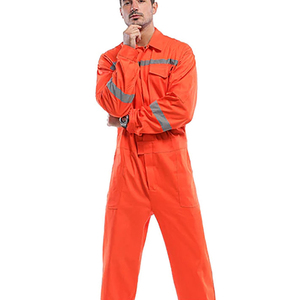 Vêtements de travail de sécurité en polyester haute visibilité pour hommes Combinaison de construction à logo personnalisable avec bandes réfléchissantes en gros - Product Image 4