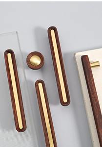 Elegant Wood and <b>Metal</b> Handle with Matching Knob for Cabinets Drawers and <b>Wardrobes</b> Ideal for Rustic and Modern Home Decor - Product Image 4