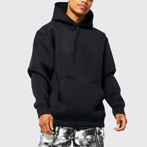 100% coton 400 GSM épais blanc uni poids lourd sweats à capuche surdimensionnés Logo imprimé personnalisé grande taille hommes basiques sweats à capuche - Product Image 2
